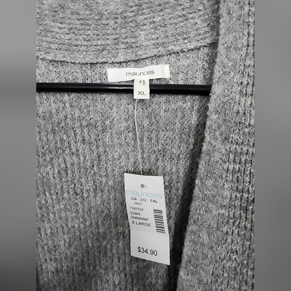 NEW! Maurcie's Solid Knit Open Front Pocket Cardigan, NWT, Size XL - Picture 3 of 6